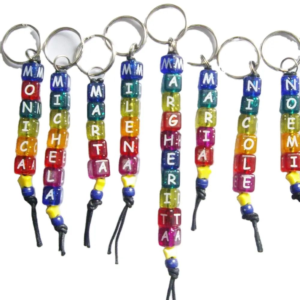 Porte-clés personnalisé avec lettres d'alphabet, 1 pièce, acrylique, perles, souvenir personnel, à faire soi-même