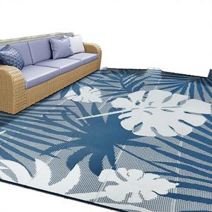 Alfombra Reversible de Polipropileno de la Serie Blue Planter, Diseño Floral Moderno, Fácil de Limpiar, Hecha a Máquina, para Uso en Interiores y Exteriores, Apta para Mascotas, para Autocaravanas y Campamentos - Product Image 3