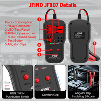 Testeur de relais de voiture JFIND JF107 4PIN 5PIN 12V 24V électronique Automotive-Universal Motorcycles Battery Analyzer Outil de diagnostic