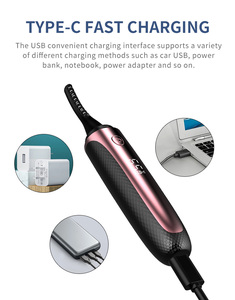 Recourbe-cils chauffant rechargeable Type C, 4 niveaux de température réglables, 360 mAh, outil de maquillage électrique portable pour recourber les cils - Product Image 4