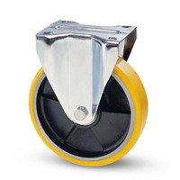 Roue de chariot industrielle robuste en PU avec noyau en fer, roues de 125 mm pour usine, orange pour charge lourde
