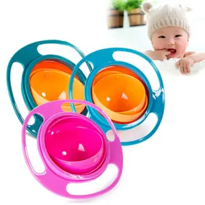 婴儿喂奶餐具可爱玩具婴儿陀螺碗通用360旋转防溢餐具儿童餐具飞碟飞天陀螺碗