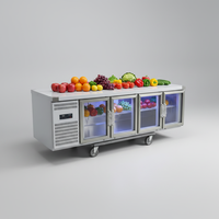 Comptoir réfrigéré de préparation LuMa 201 en acier inoxydable 304 avec portes vitrées pour cuisine commerciale