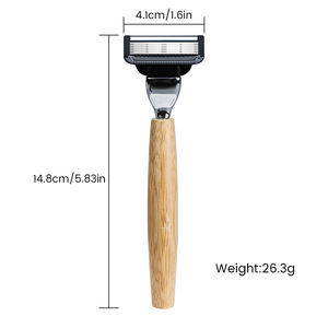 Rasoir à 6 lames avec manche en bambou à dos ouvert, écologique, de haute qualité, rasoir à six lames durable, cadeau pour homme - Product Image 2