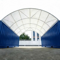 Abri Conteneur Monopoutre à Installation Rapide C4020 12m x 6m x 3.9m, Auvent Portable en Acier Sans Mur d'Extrémité pour Stockage sur Site