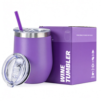 Gobelet isotherme en acier inoxydable en forme d'œuf de 350 ml (12 oz) OEM avec paille pour vin et café de voyage