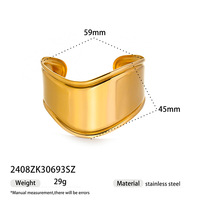 Bague ouverte en or 18 carats de style français minimaliste et luxueux pour femmes
