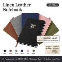 Carnet de notes en lin avec fermeture à sangle, logo personnalisé, format A5, journal/agenda OEM, 100 feuilles, certifié REACH