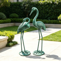 Paire de sculptures de cignes en aluminium, ornement vintage rustique pour jardin, étang, pelouse, décoration d'extérieur, oiseaux aquatiques faits à la main, résistantes aux intempéries