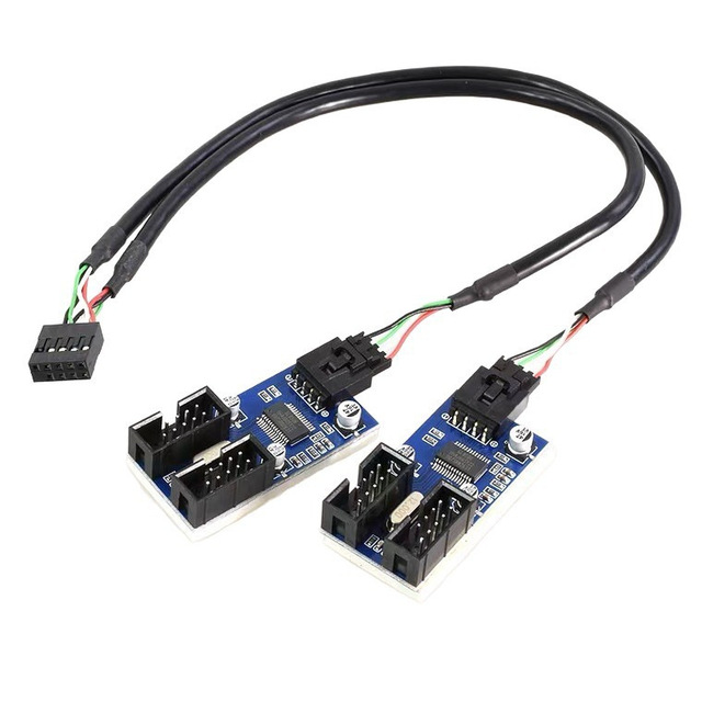 USB 2.0 9 Pin Header Splitter Cable Internal Motherboard USB Extension Adapter 1 to 2 1 to 4 Port Hub for PC Case Assembly