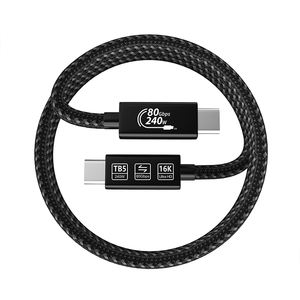 Câble USB-C Thunderbolt 5 Type-C 80G haute vitesse 5A à charge rapide PD, conducteur en cuivre pur, gaine en nylon tressé pour <span class=keywords><strong>appareil</strong></span> photo et ordinateur - Product Image 1