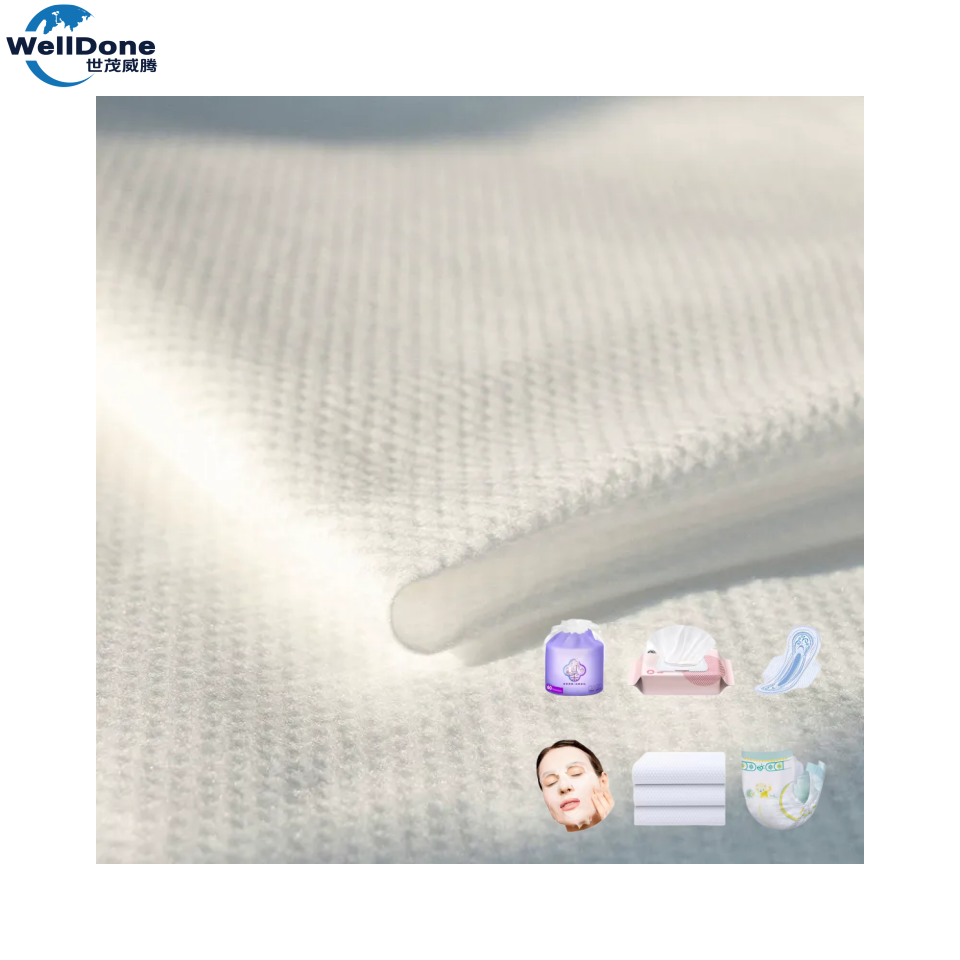 Welldone Biodegradable Spunlace Nonwoven Fabric Roll | Eco Friendly Water Jet Nonwoven Material Wet Wipes Facial Tissue High Dot