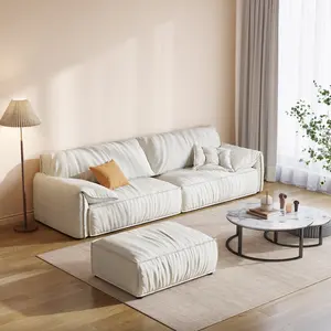 Modern Modular Sectional Sofa Full Size Cream White Long Fabric Couch Living Room Sofa