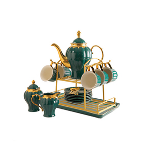 2023 <span class=keywords><strong>Vintage</strong></span> éthiopien blanc café thé ensembles avec tasses soucoupe cuillères sucre Pot Mulk cruche plateau de rangement support boîte-cadeau <span class=keywords><strong>Service</strong></span> pour 6 - Product Image 1