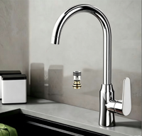 Robinet de cuisine et de salle de bain moderne de haute qualité pour hôtels et centres commerciaux, mitigeur chaud/froid rotatif en acier inoxydable finition chromée, à poser sur comptoir