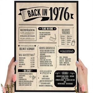 Regalo per il 48° <span class=keywords><strong>Compleanno</strong></span>, Cornice in Legno con Vecchio Giornale del 1976, Vintage Personalizzata, da Appoggiare o Appendere, Illuminata, Rettangolare, per Adulti - Product Image 1