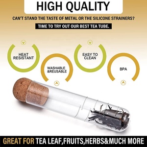 Eco-friendly borosilicato di vetro infusore tubo filtro filtro per il tè <span class=keywords><strong>con</strong></span> coperchio in sughero in legno bicchieri per la preparazione del tè tazze - Product Image 4