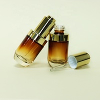 Emballage de cosmétiques en petits lots personnalisé de 30 ml compte-gouttes à pompe à pression électrolytique changement progressif de couleur flacon compte-gouttes en verre