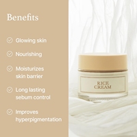 Crème pour le visage au riz, essence de son de riz avec crème à la céramide, améliore la barrière d'hydratation de la peau, nourrit en profondeur