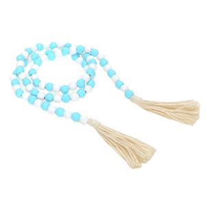 150cm bleu blanc perles de bois Boho décoration rustique pour la maison - Product Image 1