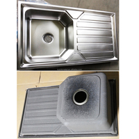 Évier hexagonal en acier inoxydable 900x500x230mm à cuve unique avec égouttoir droit