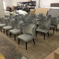 Chaise de salle à manger moderne en velours Beige Blanc Marron Rose Gris Or Noir-Empilable Maison Appartement Bar Gym Atelier-Prix de gros