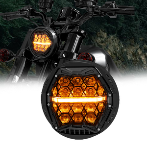 Faro LED de 5.75 Pulgadas, Faro Delantero H4 de 5 <span class=keywords><strong>3</strong></span>/4'' para Harley Night Rod Iron 883 Dyna Sportster 1200 Indian Scout <span class=keywords><strong>Triumph</strong></span> - Product Image 1