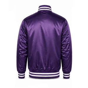 Purple <b>Men's</b> Satin <b>Jacket</b> Solid Color Custom Logo Satin Casual Wear Outerwear Regular Fit Comfortable Satin <b>Jacket</b> For <b>Men</b> - Product Image 2