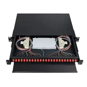 Good Quality Fiber Optic Distribution Frame 19 1U ODF 24 Port SC Fiber Optic Patch Panel Distribution Terminal Box Black