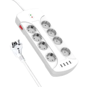 CE certificated EU standard 8 Way Extension Sockets Power strip with switch travel power strip with usb