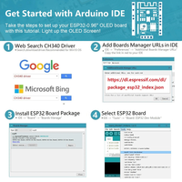 Carte de développement Esp32 avec écran OLED de 0,96 pouce, ch340, module sans fil wifi+ble, micro USB pour Arduino/micropython