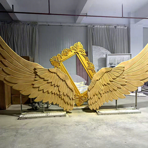 Telón de Fondo Personalizado para Eventos Grandes, Decoración de Pasillo, PVC Acrílico, Alas de Ángel Doradas, Arco - Product Image 1