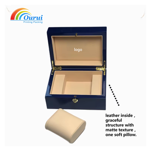 Luxury Blue <b>Watch</b> Box With Faux Suede Lining And Lock Closure Rectangle Shape Leatherette <b>Case</b> For Men Women - Product Image 3