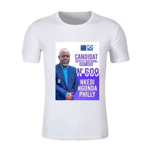 T-shirts personnalisés en polyester blanc pour hommes, avec étiquette personnalisée et motif 3D, pour promotions électorales et t-shirts d'équipe (vente en gros) - Product Image 1