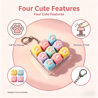 Porte-clés anti-stress à 3 touches en forme de patte de chat, avec bouton-poussoir en silicone à interrupteur mécanique, jouet de relaxation et accessoire de sac