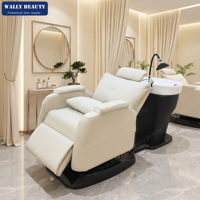 Lit de spa capillaire électrique japonais de luxe, fauteuil de salon de coiffure avec bac à shampoing en céramique, lit de soin du cuir chevelu inclinable