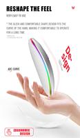 Mouse Gaming Nirkabel Mini Optik 2.4G USB Isi Ulang dengan Lampu LED, Orientasi Tangan Kanan untuk Laptop/Desktop PC