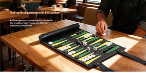 Backgammon <span class=keywords><strong>da</strong></span> Viaggio Arrotolabile, <span class=keywords><strong>Giochi</strong></span> <span class=keywords><strong>da</strong></span> Tavolo Portatili in Pelle PU, Set di Backgammon per Adulti - Product Image 2