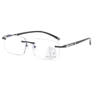 <span class=keywords><strong>Lunettes</strong></span> de lecture progressives multifocales pour hommes, anti-lumière bleue, à changement de couleur, monture carrée simple, verres noirs/bleus - Product Image 5