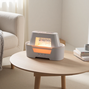 Diffuseur d'arômes à effet goutte d'eau simulée, réservoir d'eau de 300 ml, humidificateur à ultrasons, 3 vitesses de minuterie, lumière LED 3 couleurs, silencieux ≤20 dB, pour la maison - Product Image 1