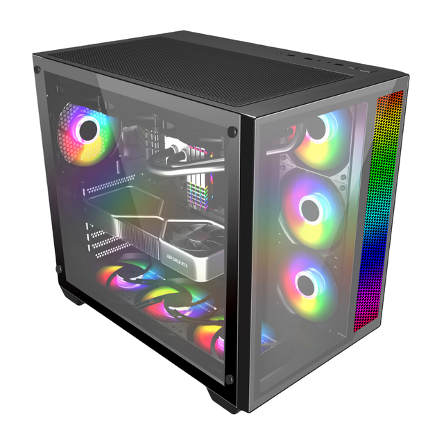 Gaming ATX Full Tower PC Case with Tempered Glass RGB Fan Mesh and Acrylic Material Audio Port M-ATX Form Factor for Computer