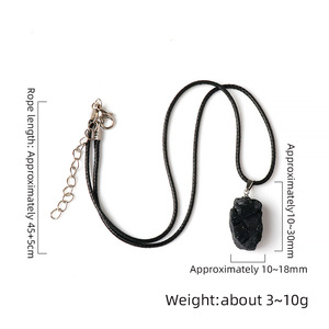 Halskette mit Rohschwarzem Turmalin Anhänger, Unregelmäßig Geformter Kristall, Schmuck aus Naturmineralien, Raucher Kristall Y-Kette - Product Image 5