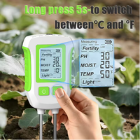 Testeur numérique LCD de sol TONY pour plantes d'intérieur, jardin, pelouse et ferme : Nutriments, EC, pH, Humidité, Température, Matière organique, Rétroéclairage
