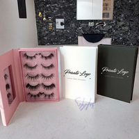 Ciglia Finte Jomo in Capelli Umani con Effetto 3D, Confezione Personalizzata con Logo, Basso MOQ, Vendita all'Ingrosso, Confezione da 5 Paia, Specchio a Libro, OEM/ODM