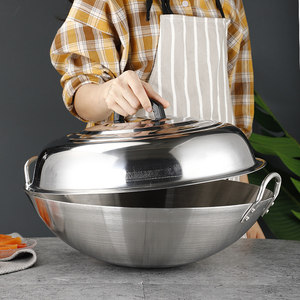 <span class=keywords><strong>Wok</strong></span> Comercial de Acero Inoxidable <span class=keywords><strong>con</strong></span> Fondo Redondo, Sartén Antiadherente para Cocina China <span class=keywords><strong>con</strong></span> Doble Asa para <span class=keywords><strong>Restaurante</strong></span> - Product Image 5