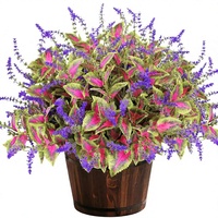 Plantes artificielles d'extérieur, 20 lots, en tissu mat, fausses plantes pour jardinières extérieures, verdure réaliste de Coleus, fleurs violettes