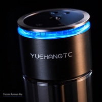 Diffuseur d'arômes pour voiture, humidificateur 180 ml, USB-C, porte-gobelet, désodorisant, LED bleue, commande tactile pour l'intérieur du véhicule