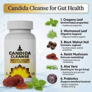 Capsules d'extrait d'aloe vera et de probiotiques pour la purification de la candidose et la santé intestinale quotidienne, 60 unités - Product Image 2