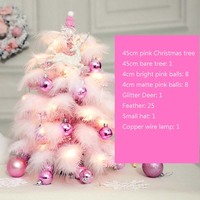 2022 Grenzüberschreitender Verkaufsschlager Weihnachts-Tischdekoration Rosa/Blaues Weihnachtsbaum-Feder-Set Kleine Ornamente Weihnachtsbaum