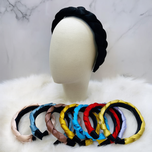 Pitu Braided <b>Headband</b> Black 12Pcs Women Fashion Casual <b>Fabric</b> Solid Color High Quality Carton Packaging - Product Image 2